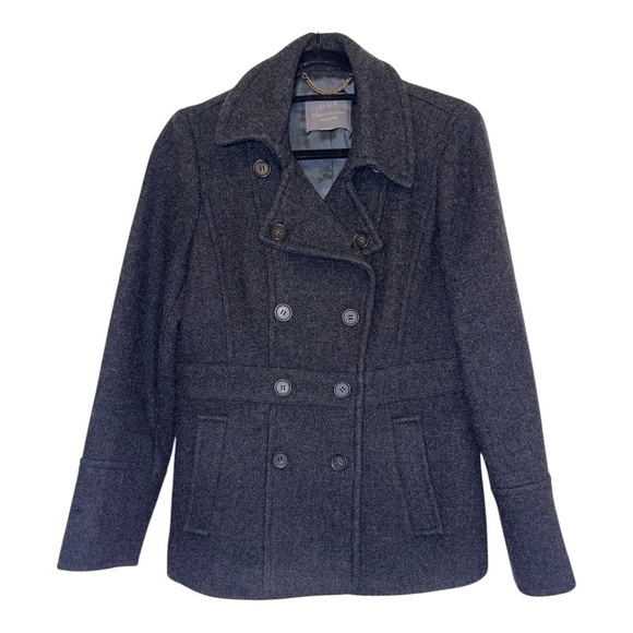 J. Crew Charcoal Dark Gray Stadium Cloth Nello Gore Wool Blend Pea Coat - Picture 2 of 11